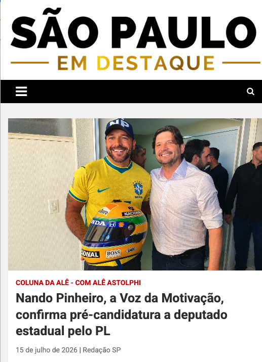 Pré-Candidato a Deputado Estadual pelo Estado de São Paulo
