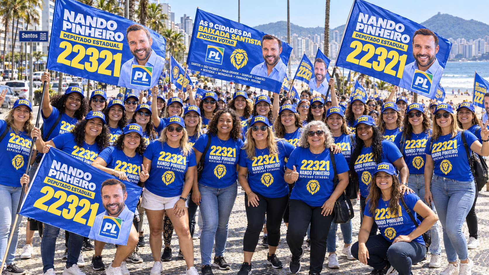 Ações de rua de Nando Pinheiro, candidato a deputado estadual 22321, na Baixada Santista